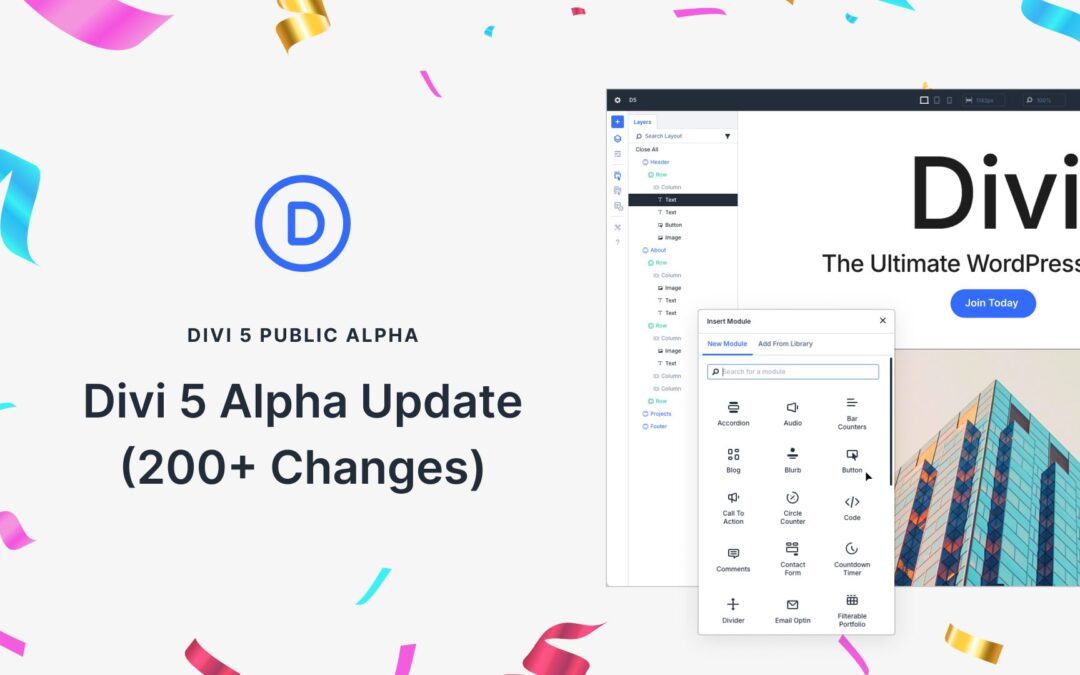 Divi 5 Public Alpha Progress Update (200+ Changes)