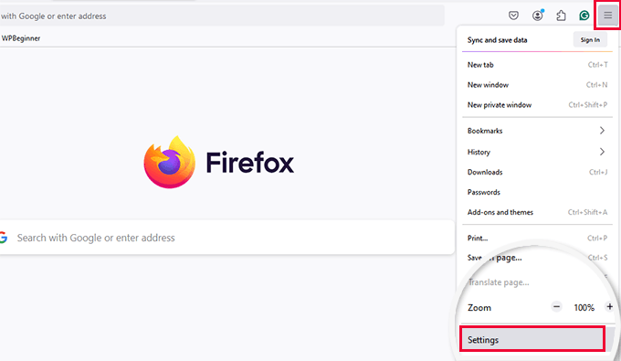 Firefox settings