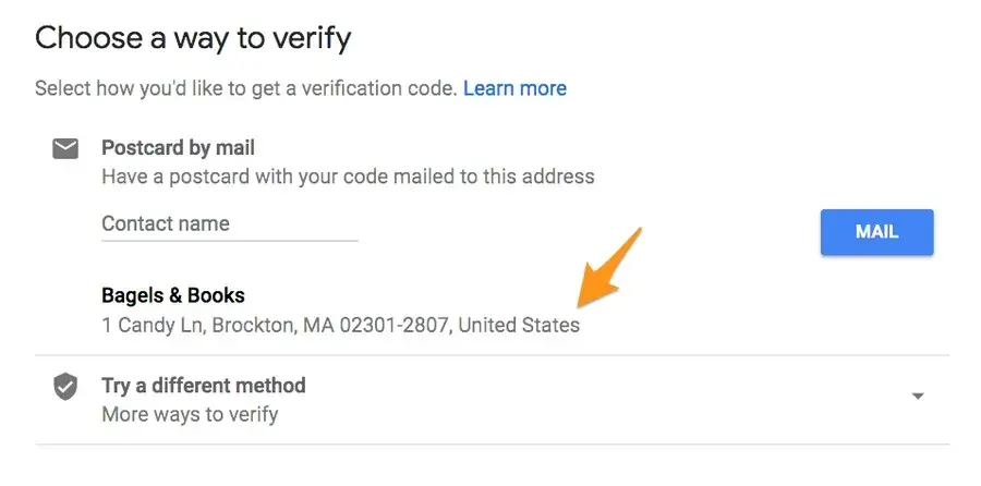 Verification in Google My Business