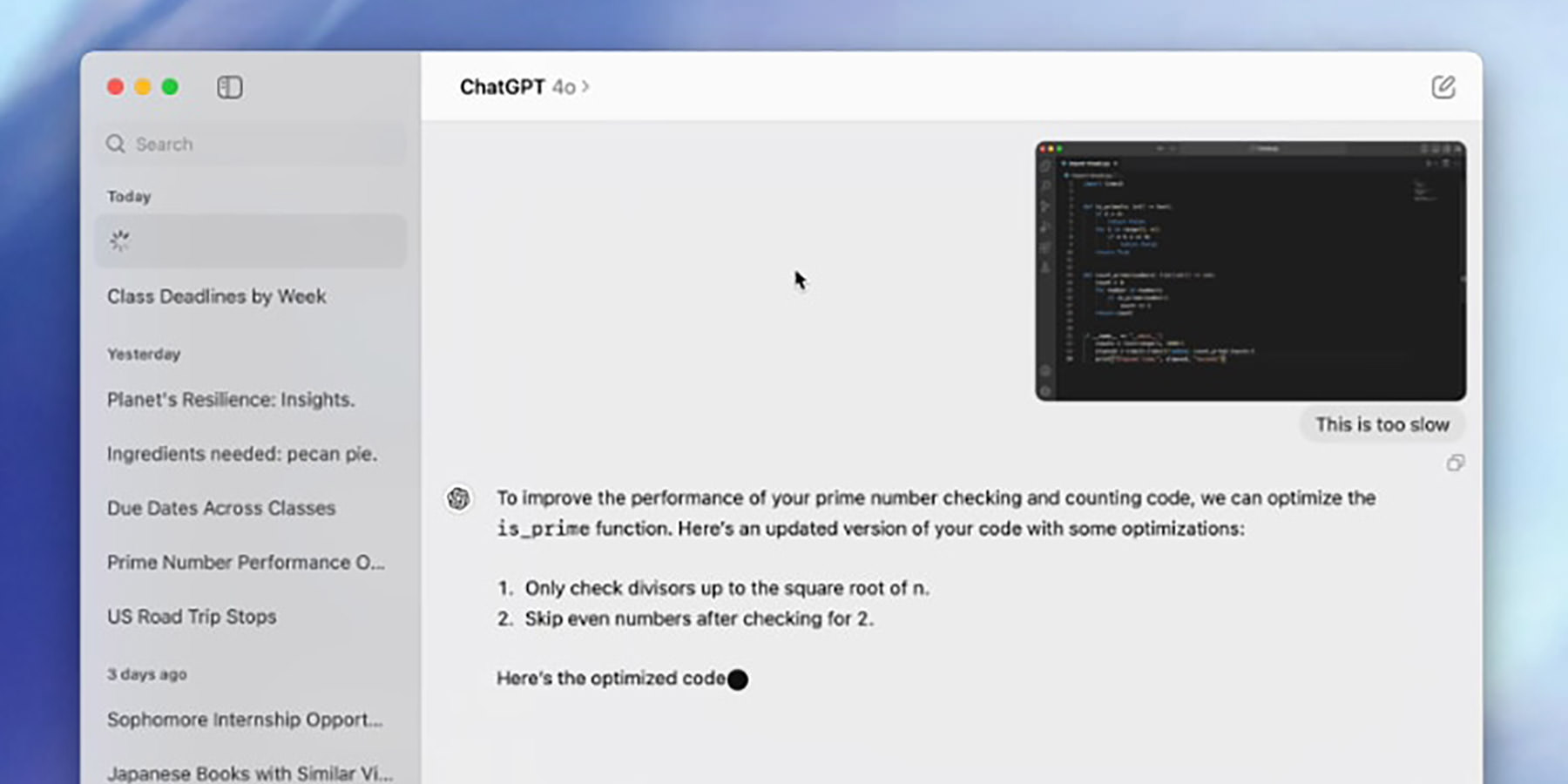 Screenshot of the ChatGPT desktop app