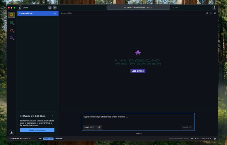 LM Studio chat interface screen