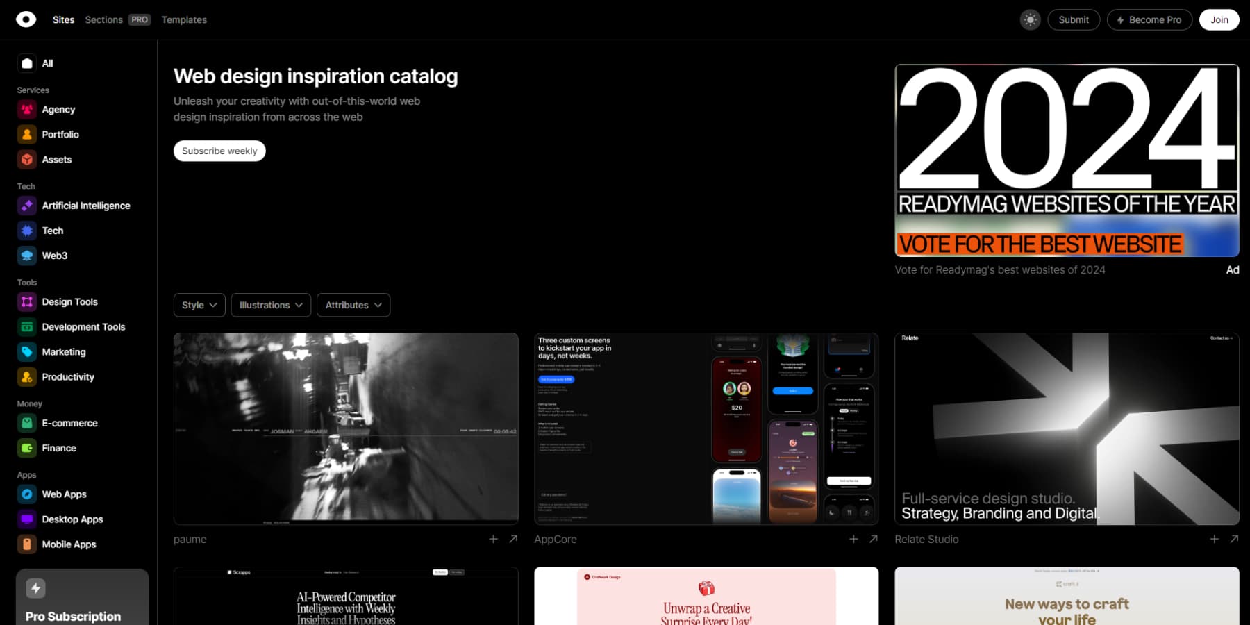 A screenshot of Curated's home page