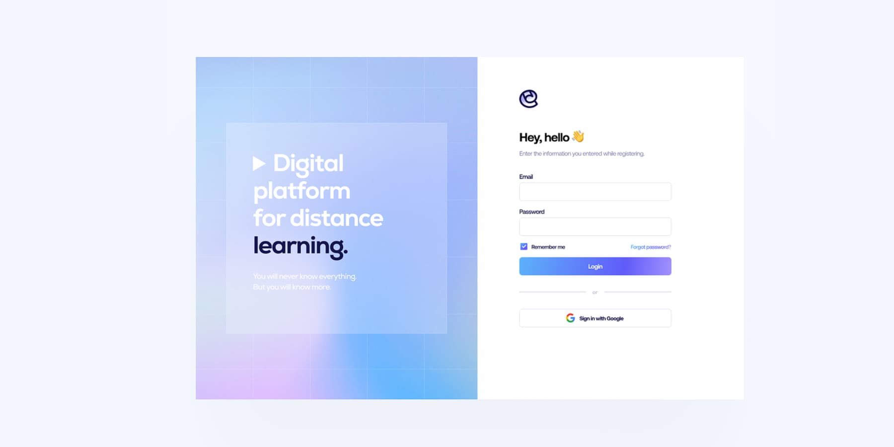 A screenshot of an example of a login page by Ali Sencan on Dribbble