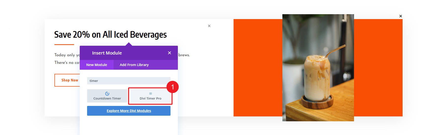Step 1 - Add Urgency Timer with Divi Timer Pro
