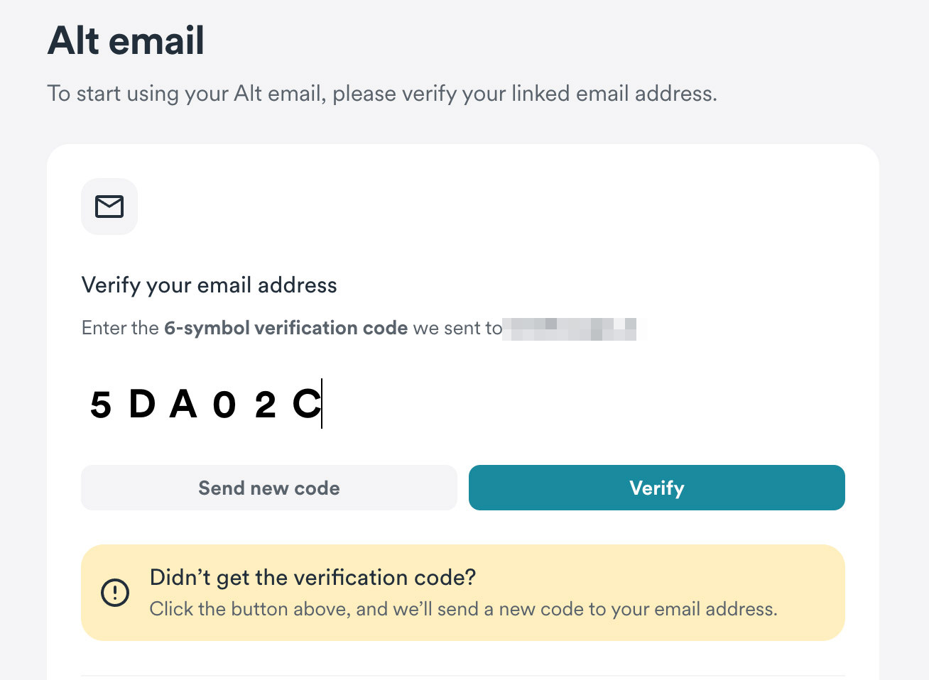 Complete email verification to activate Alternative ID