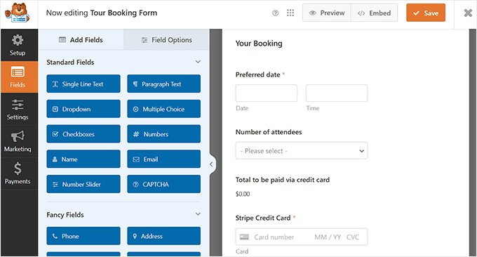 Customize your booking form