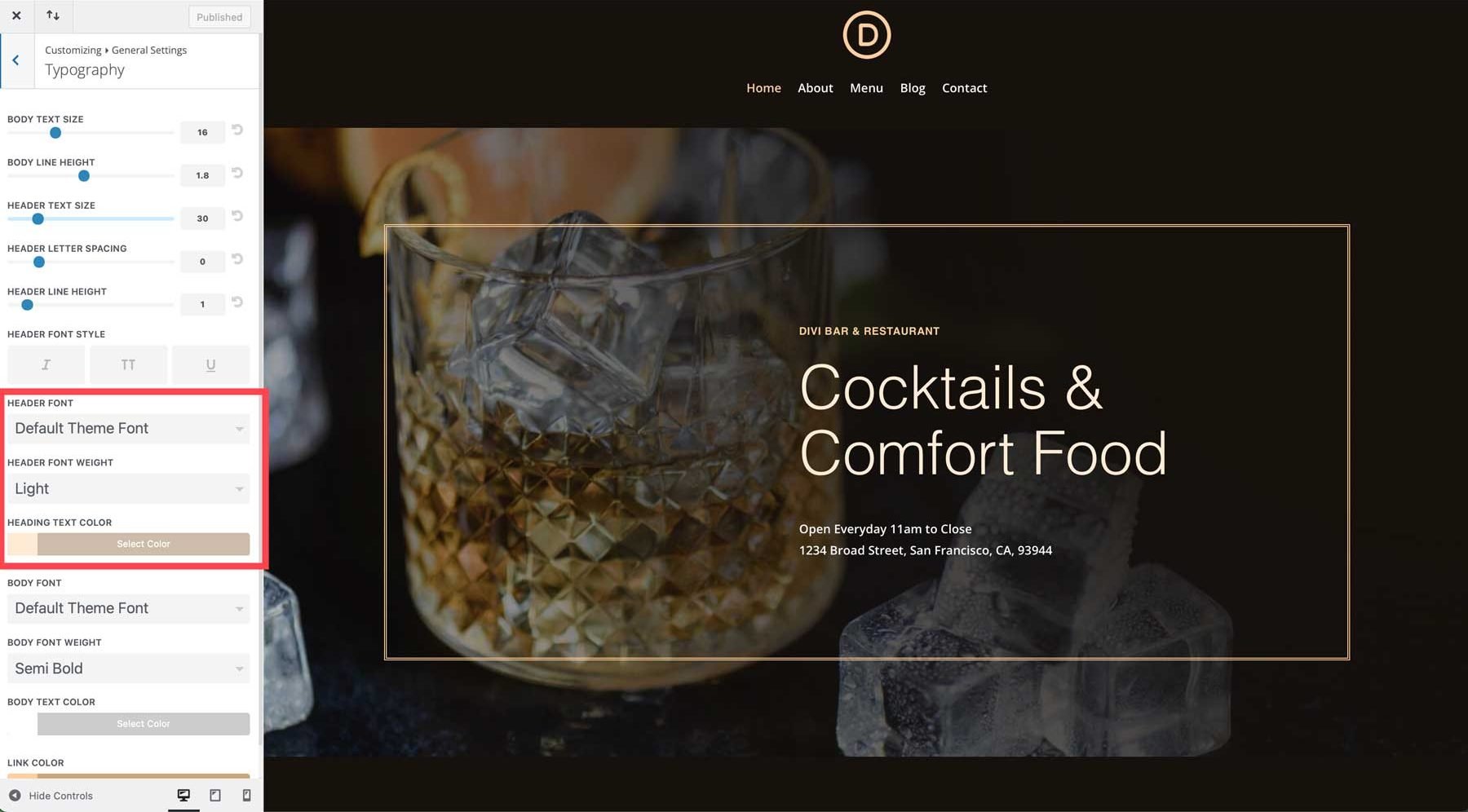 bar starter site for Divi