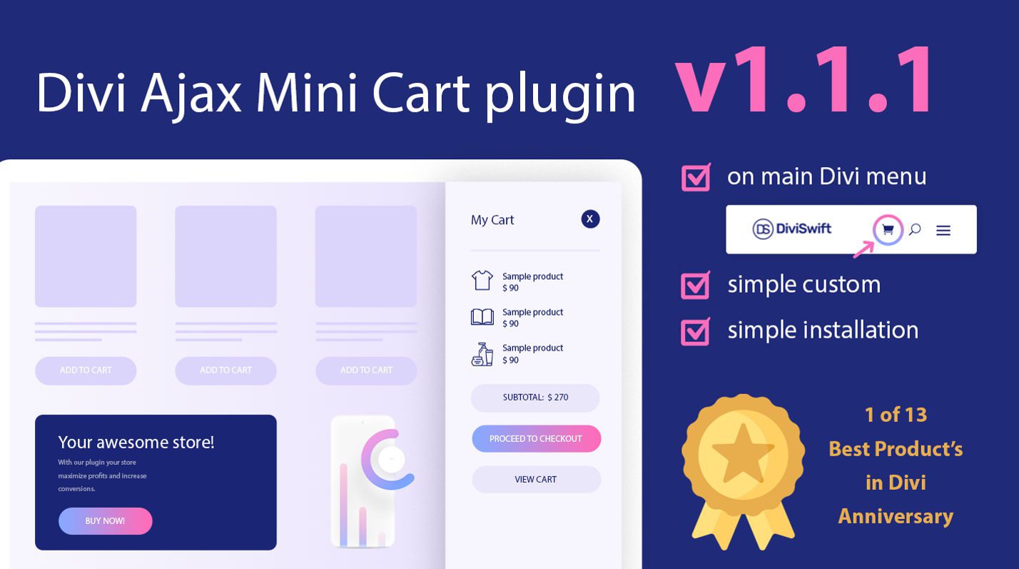 Divi Ajax Mini Cart