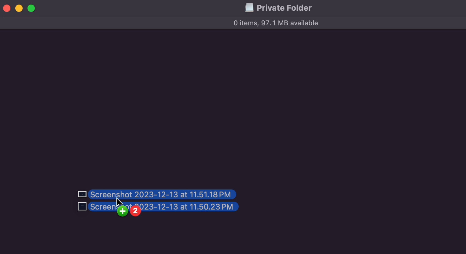 Dragging and dropping files into a protected disk image