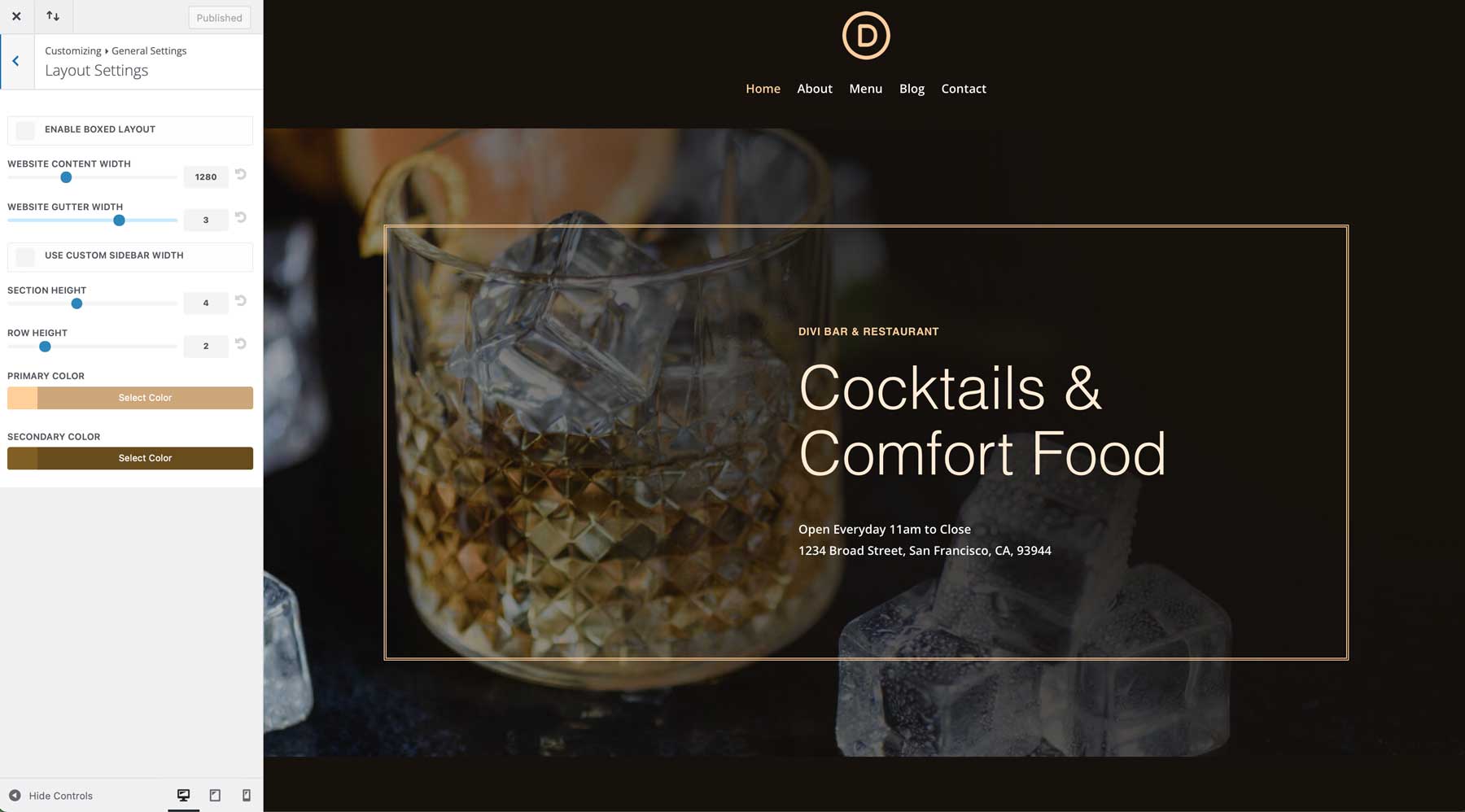 bar starter site for Divi