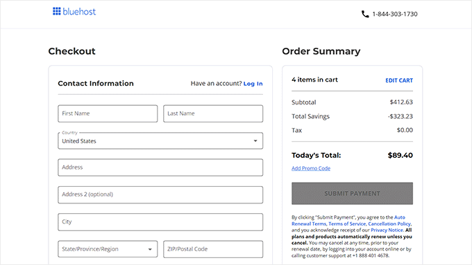 Purchase Bluehost hosting plan