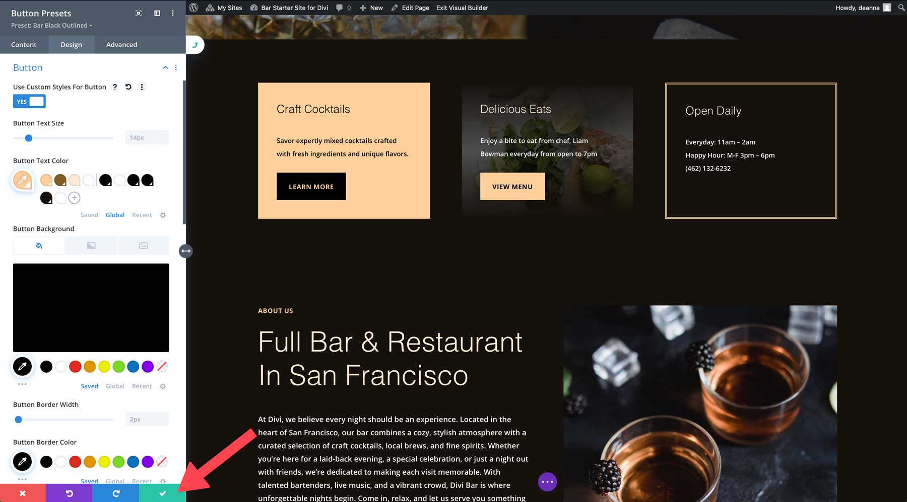 bar starter site for Divi