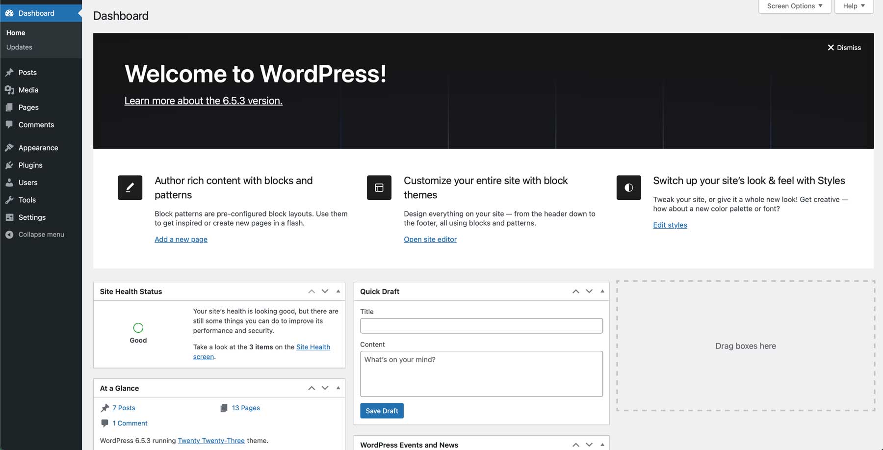 WordPress backend