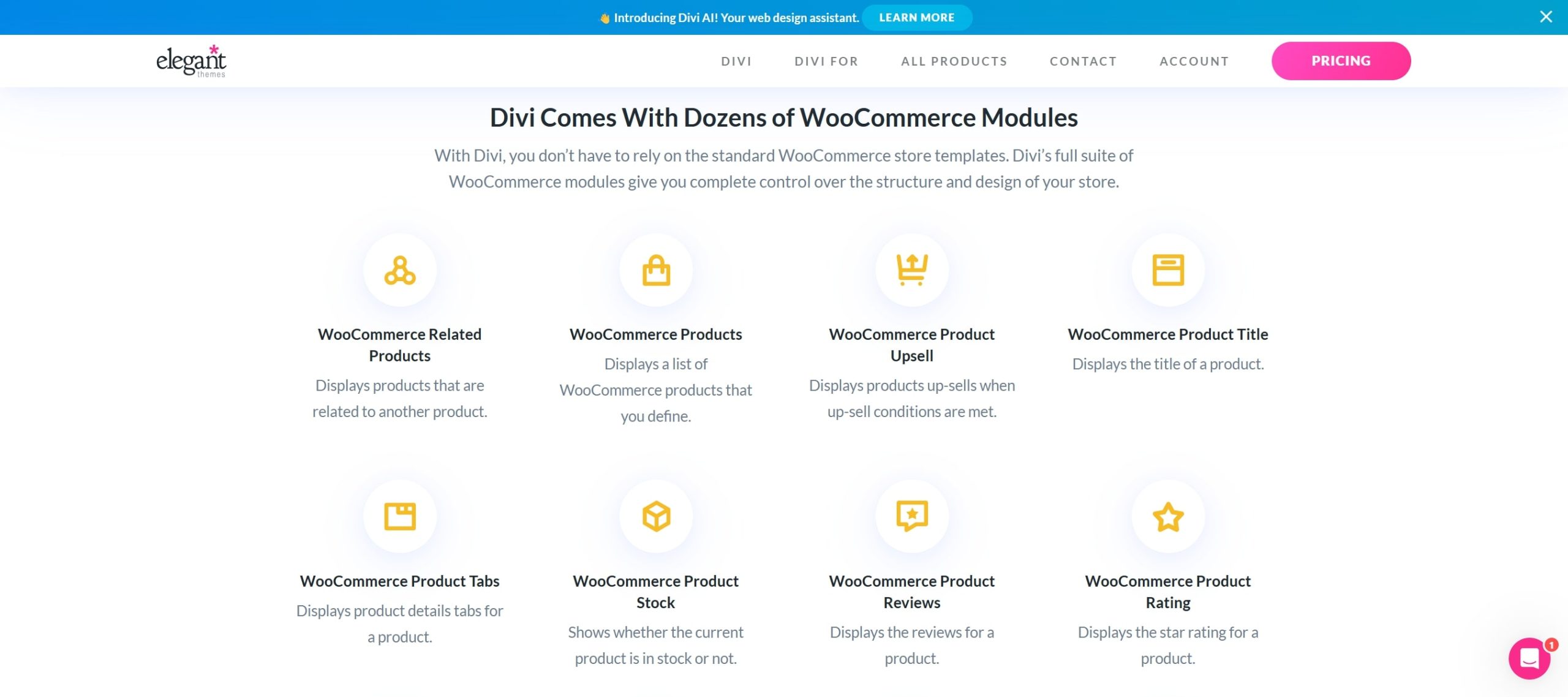 divi woocommerce elements