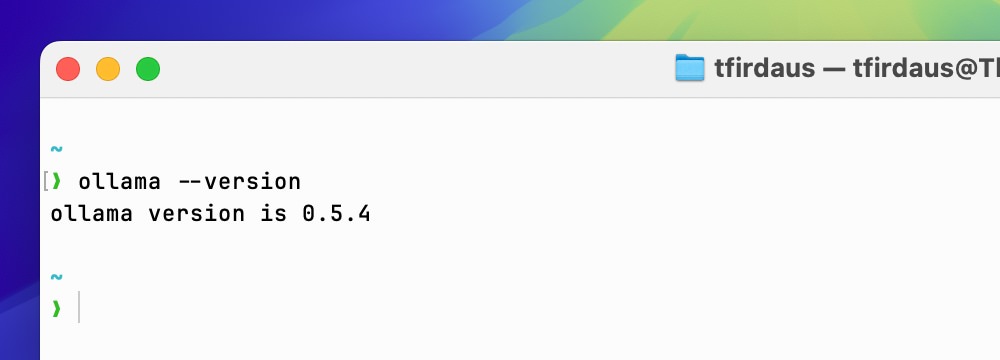 Ollama version control command output