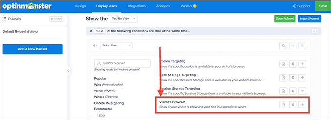 New browser targeting feature in OptinMonster