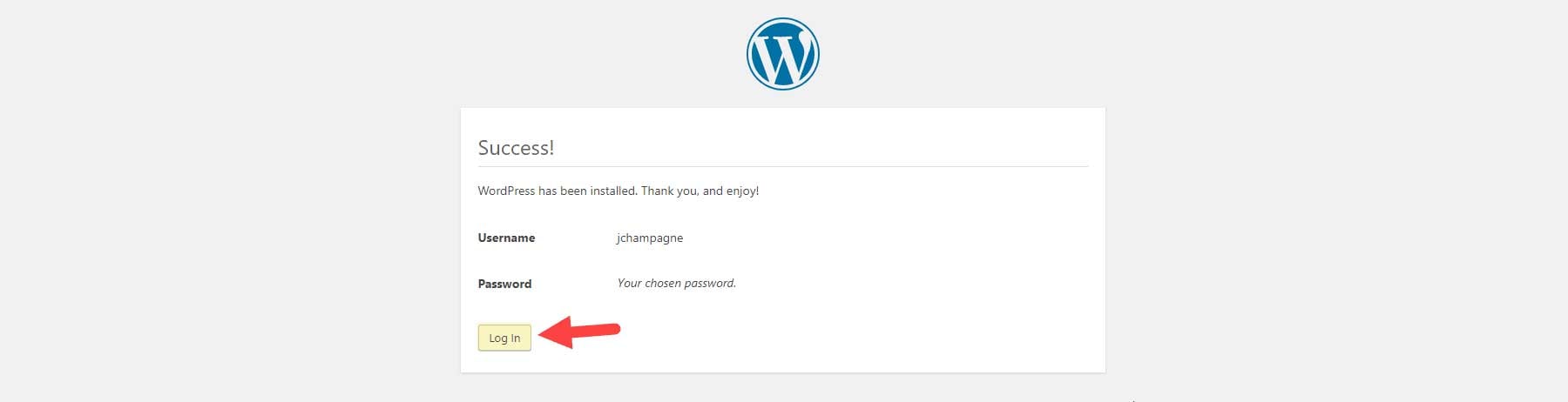 successfully install wordpress