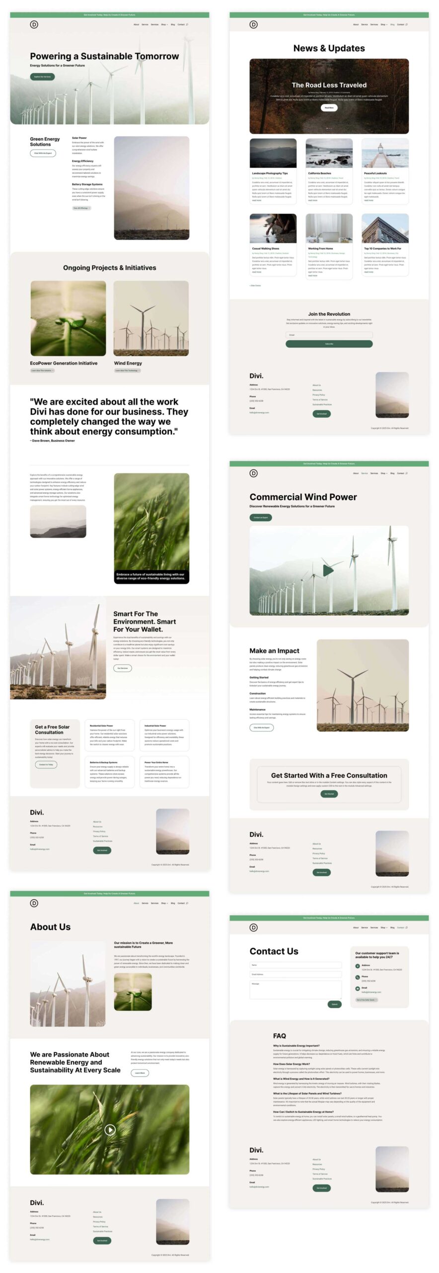 Sustainability starter site for Divi