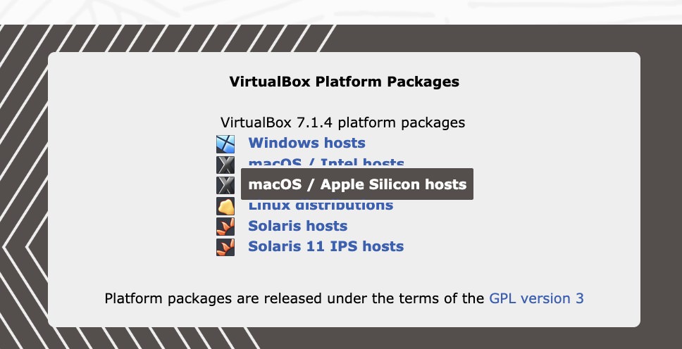 VirtualBox configuration screen for the creation of a macOS virtual machine