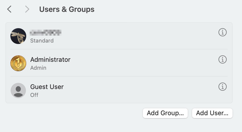 Add the user option to the settings of users and macOS groups