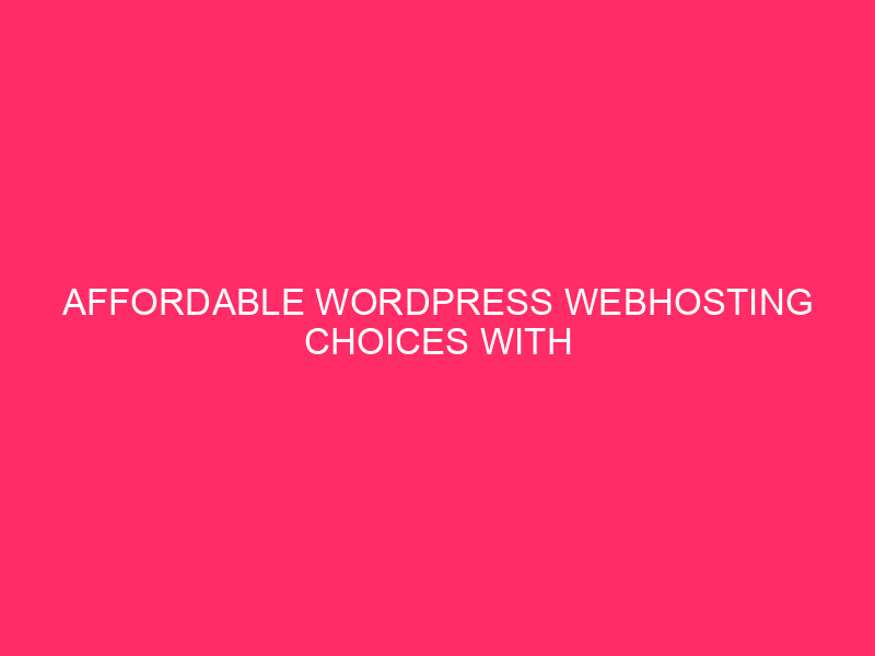 Affordable WordPress Webhosting Choices With Excellent Options | Rating Large…