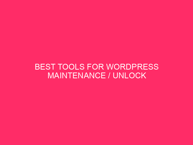 Best Tools For WordPress Maintenance / Unlock Your WordPress Potential:…