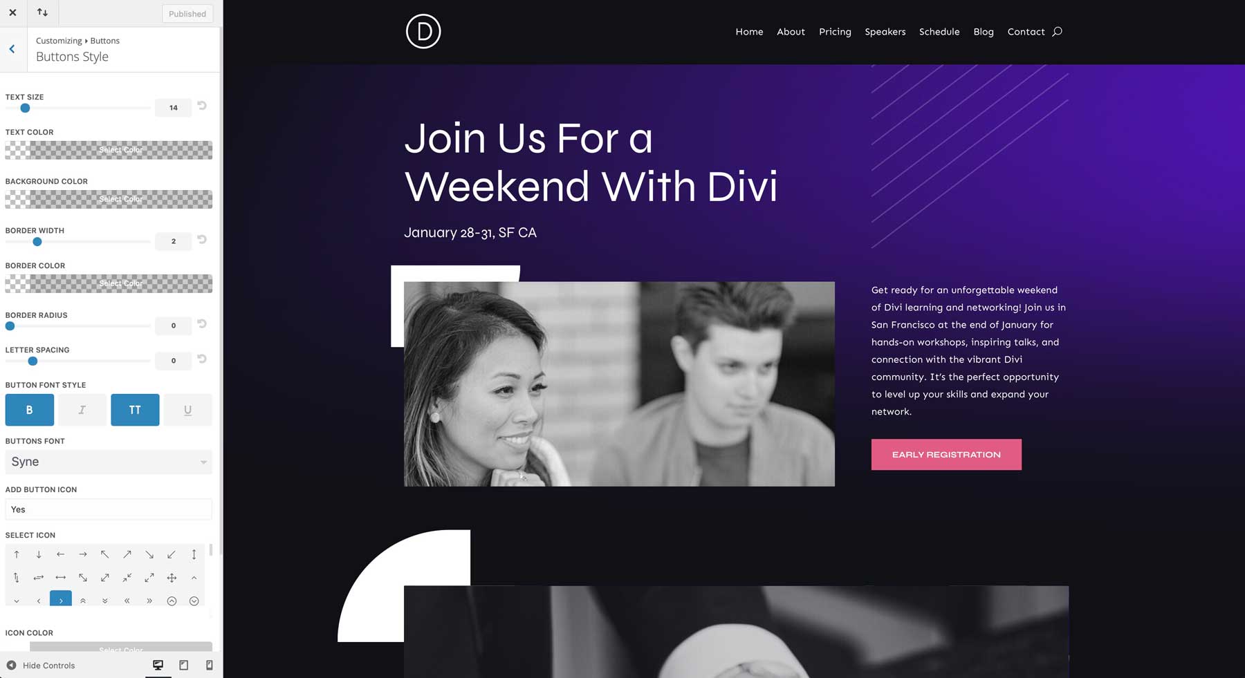 virtual event starter site for Divi