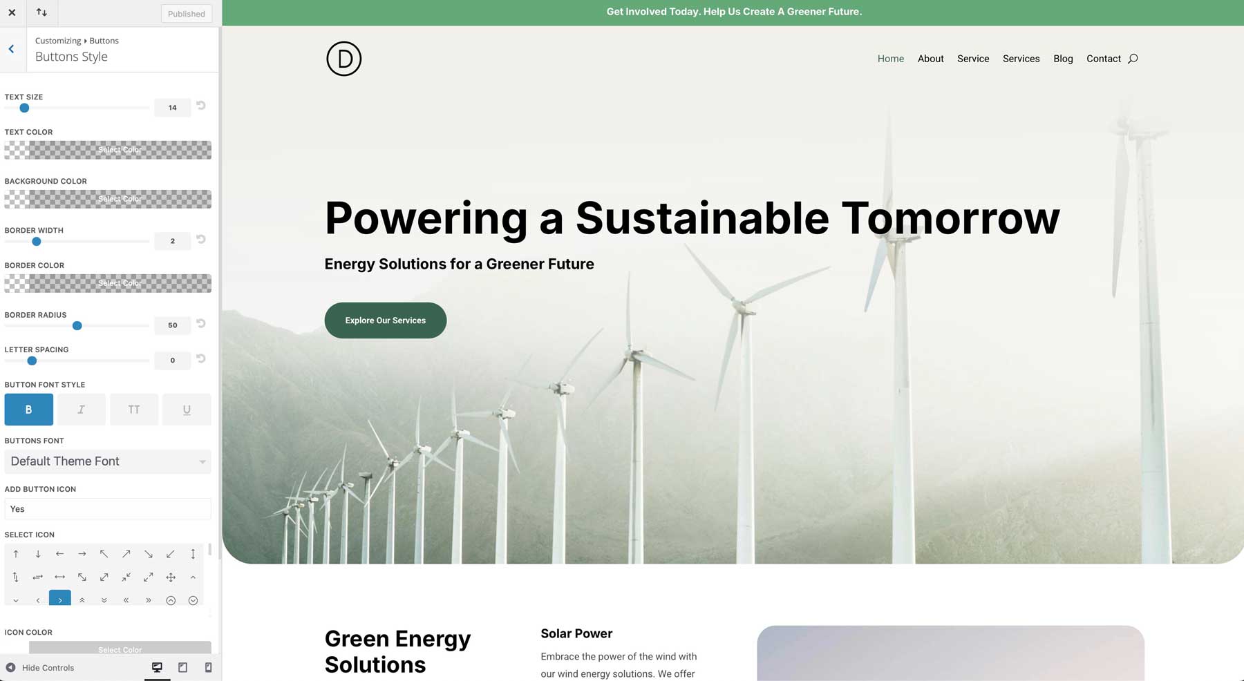 Sustainability starter site for Divi