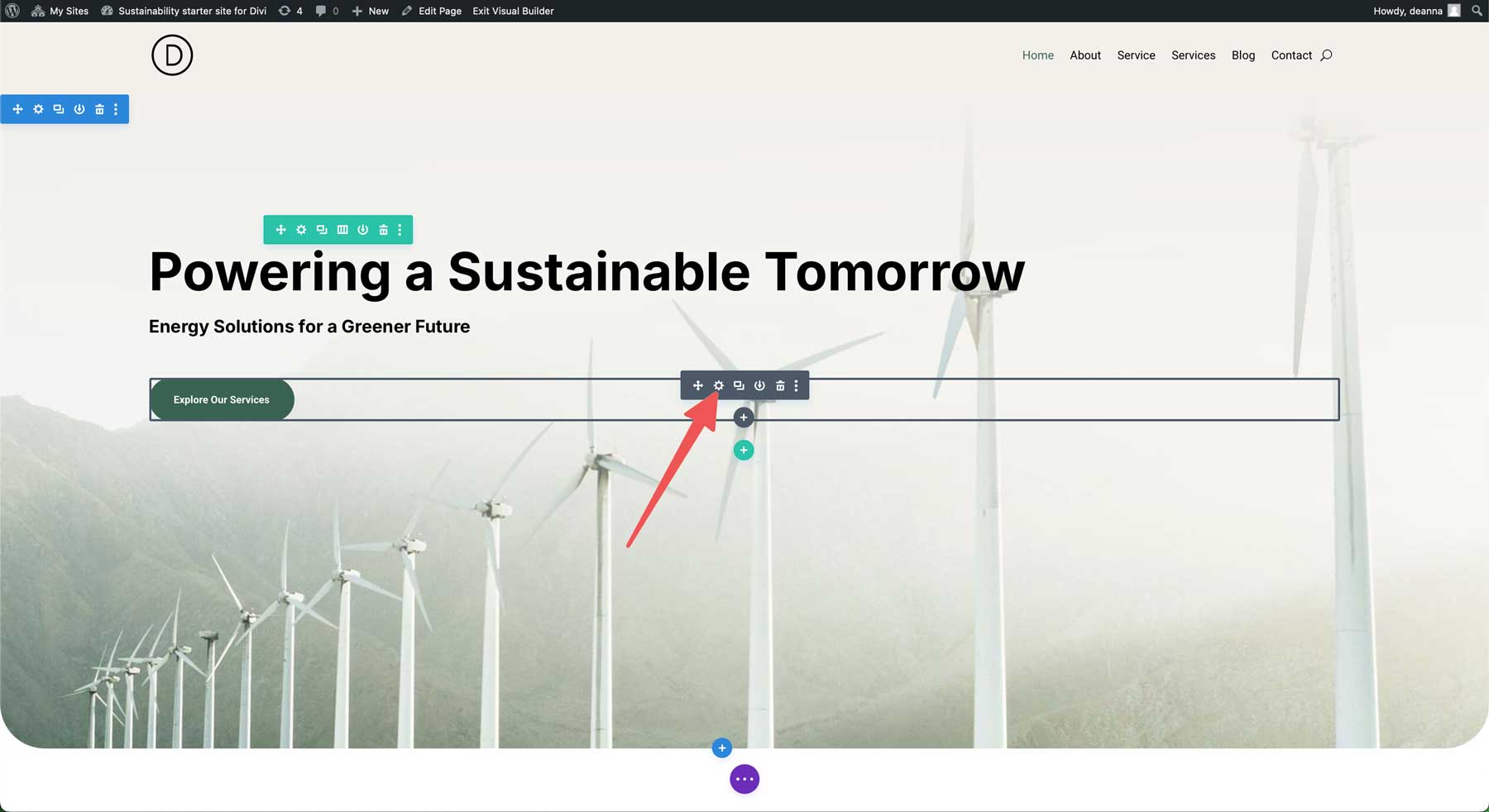 Sustainability starter site for Divi