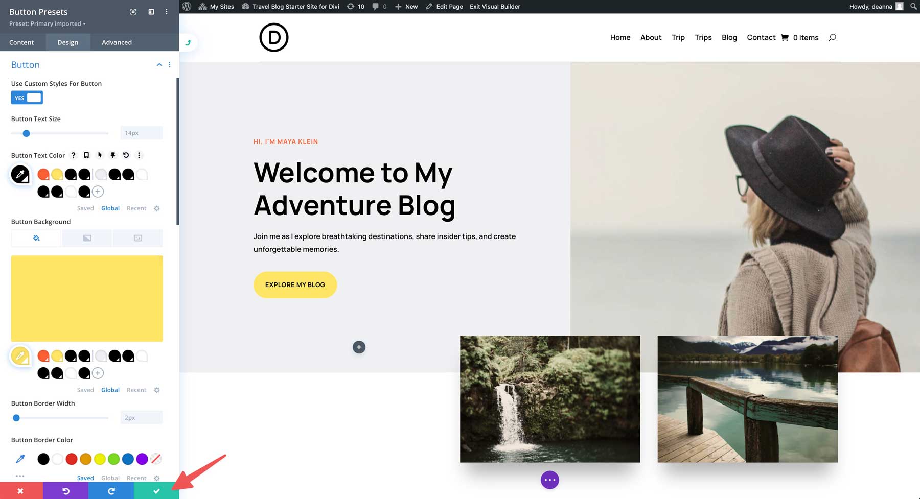 Travel Blog starter site for Divi