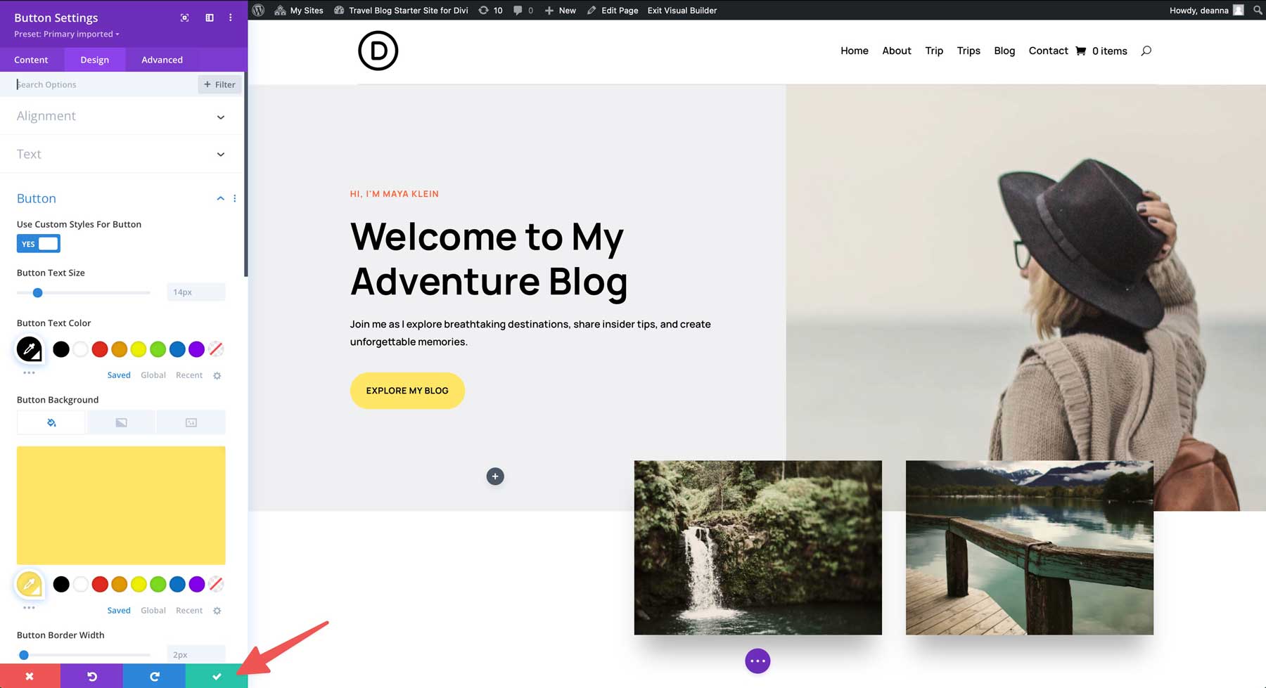 Travel Blog starter site for Divi