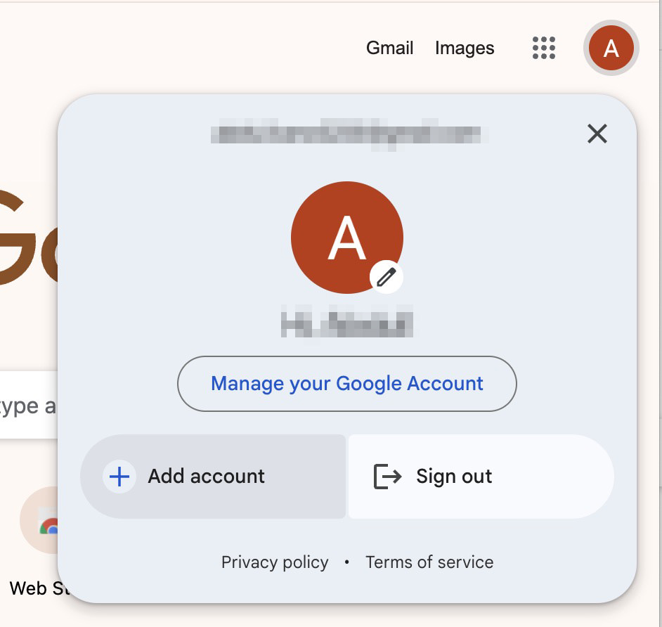 Google Chrome's profile menu for accounts management