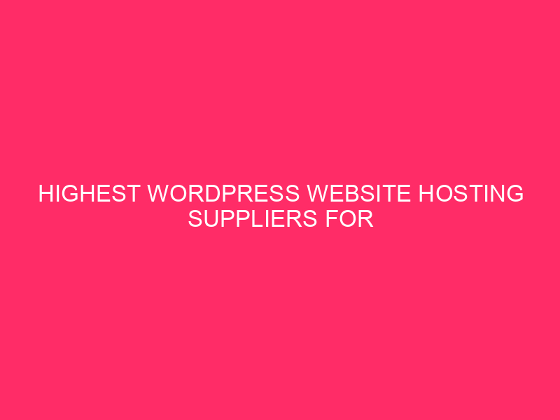 Highest WordPress Website hosting Suppliers For Small Companies – Construction Your…