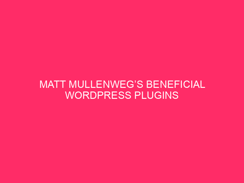 Matt Mullenweg’s Beneficial WordPress Plugins » Matt Mullenweg’s WordPress Plugin…