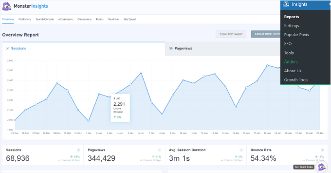 MonsterInsights' report