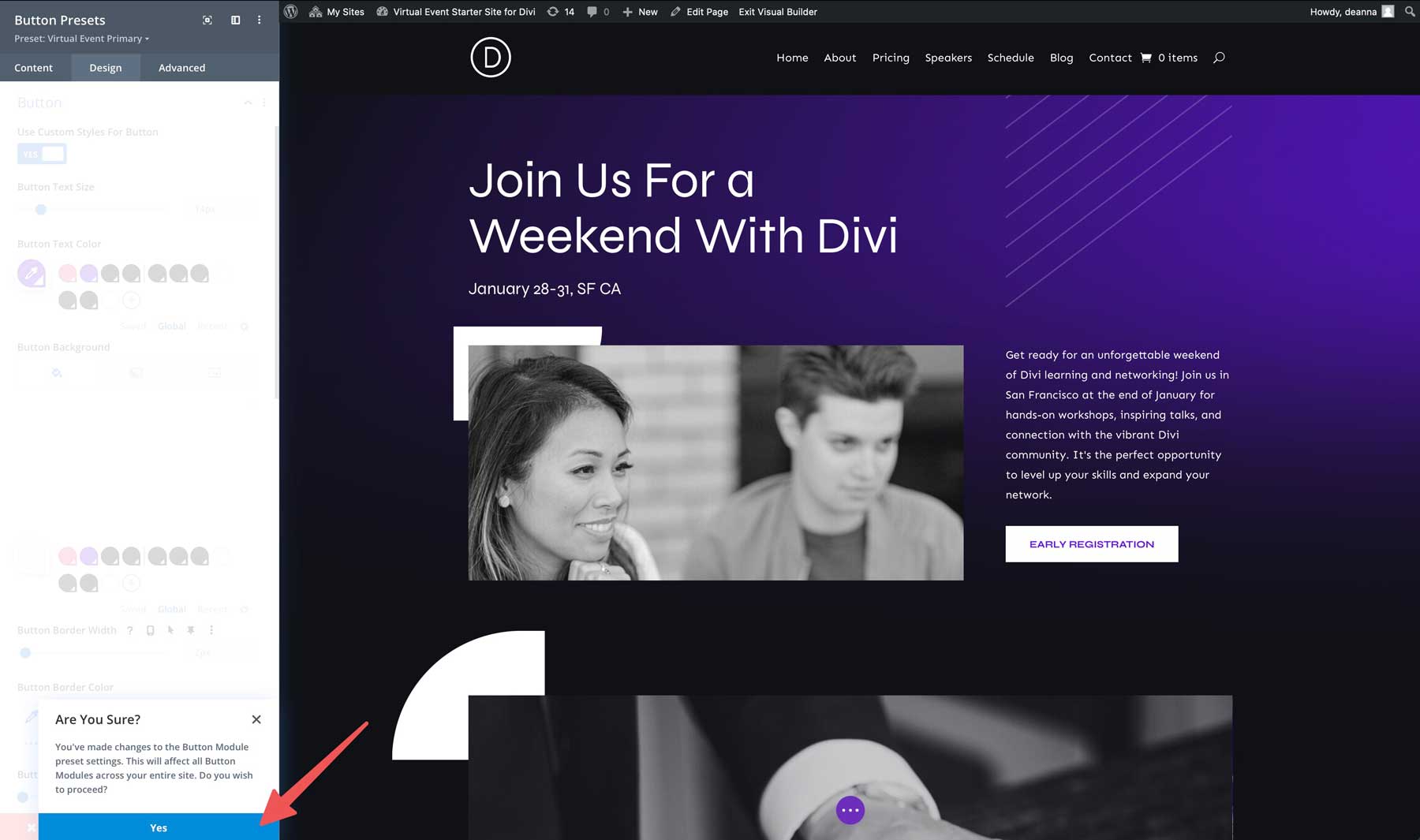 virtual event starter site for Divi