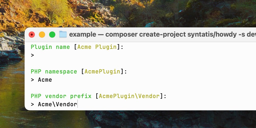 Input prompt Name of the Plug -in and space spaces in Howdy