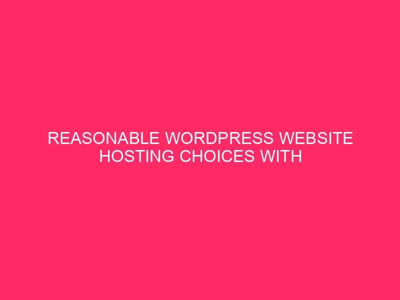 Reasonable WordPress Website hosting Choices With Excellent Options: Construction Your Website online…