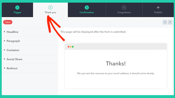 How to create a custom thank you message