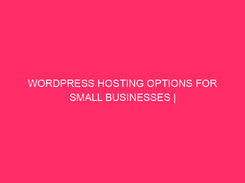 WordPress Hosting Options For Small Businesses | Launching Your Oakland…