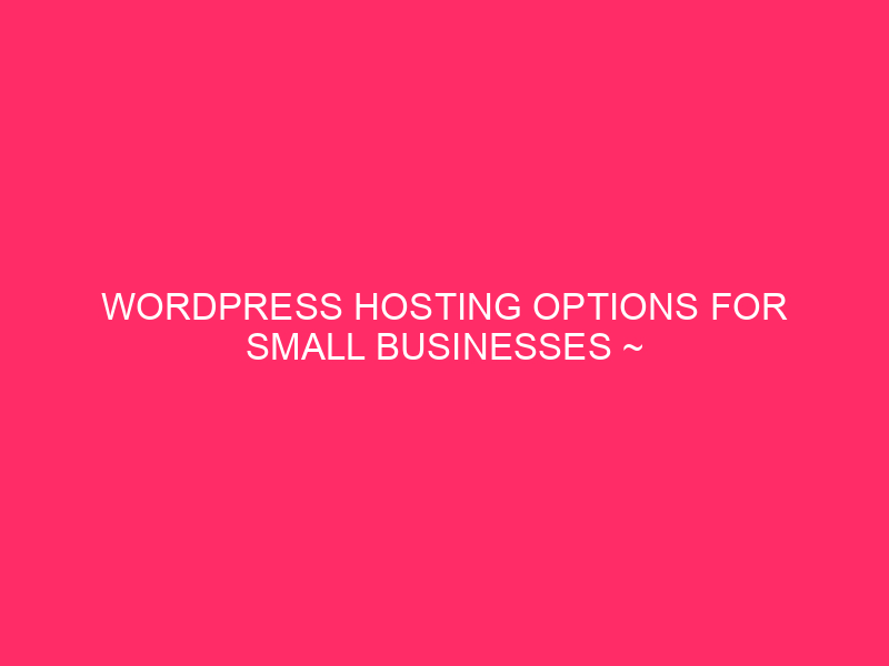 WordPress Hosting Options For Small Businesses ~ Unleashing Your Business’s…