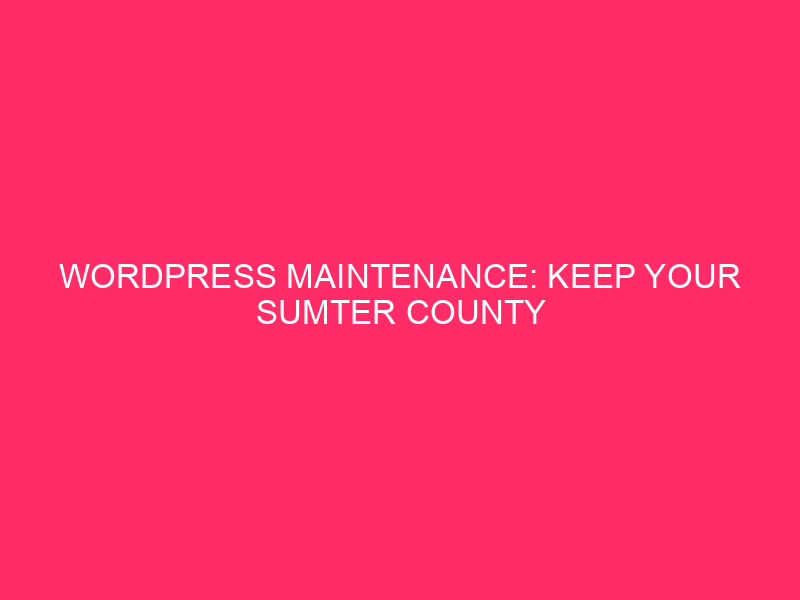 WordPress Maintenance: Keep Your Sumter County WordPress Site Running Smoothly:…