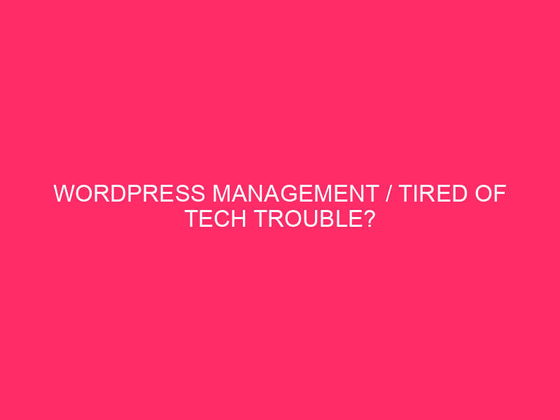 WordPress Management / Tired Of Tech Trouble? Let’s Talk WordPress…