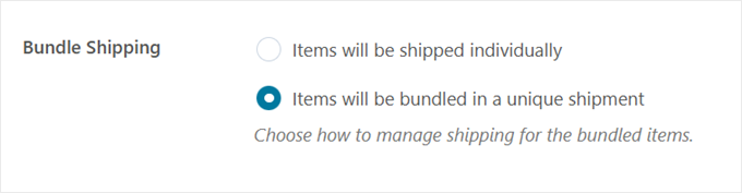 Choosing the product bundle shipping settings with the YITH plugin