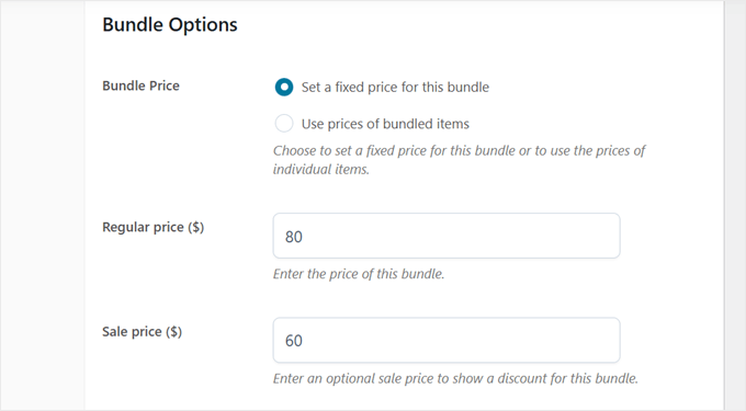 Choosing bundle pricing type with the YITH plugin