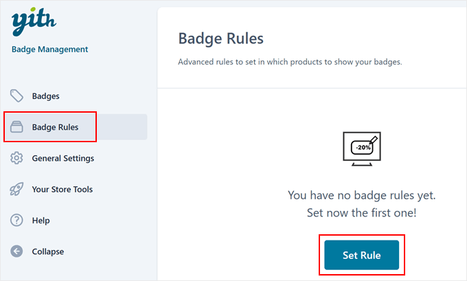 Creating a new product badge rule in YITH