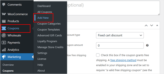Creating a new Advanced Coupons coupon