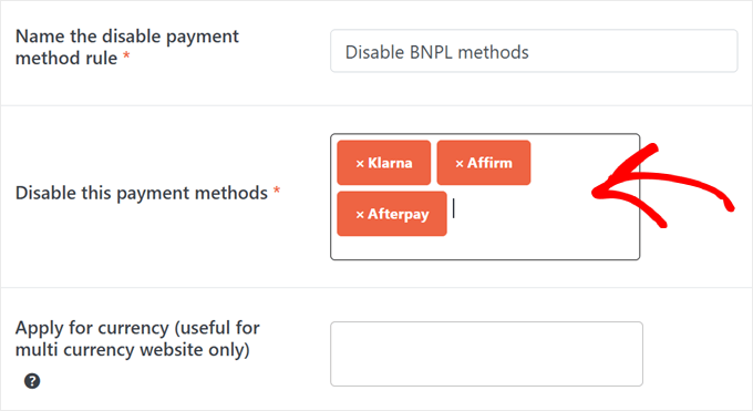 Choosing what payment methods to disable in WooCommerce