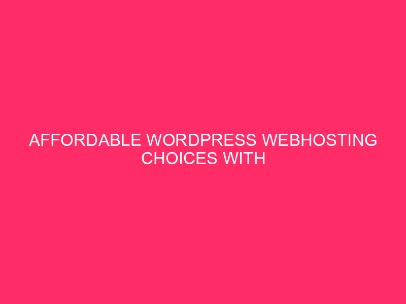 Affordable WordPress Webhosting Choices With Excellent Options ~ Discovering The…