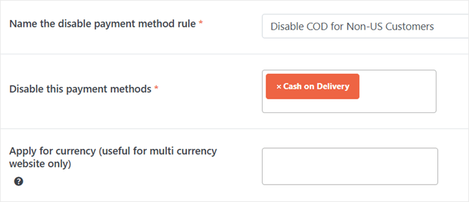 Disabling Cash on Delivery for non-US customers